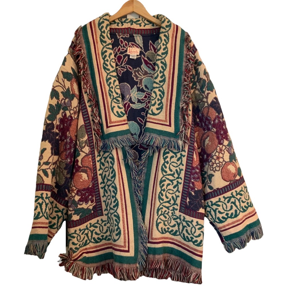 Lady Hawke Blanket Coat Tapestry Cardigan  Western Cottage -Core Boho Gypsy